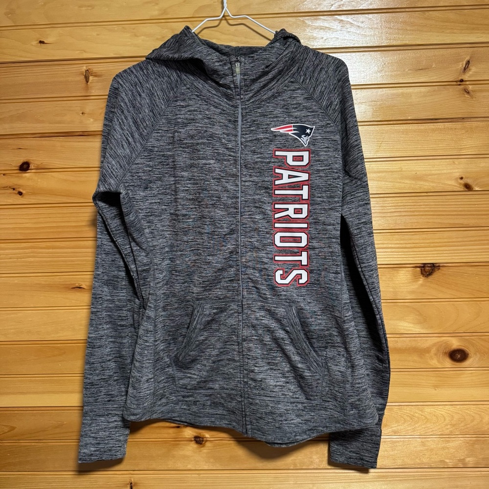 4her by Carl Banks Women’s New England Patriots Heather Grey Full Zip Hoodie M